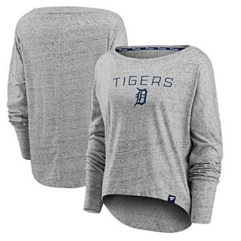 Women's Fanatics Heather Gray Detroit Tigers Nostalgia Long Sleeve T-Shirt