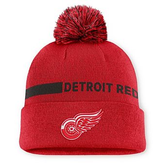 Women's Fanatics Red Detroit Red Wings Authentic Pro Rink Cuffed Knit Hat with Pom