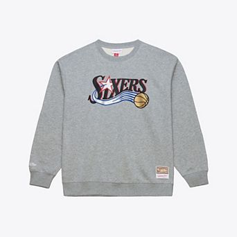 Men's Mitchell & Ness Heather Gray Philadelphia 76ers Walk-Off Fleece Sweatshirt