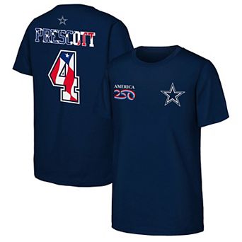 Youth Outerstuff Dak Prescott Navy Dallas Cowboys America 250 Patriot Name & Number T-Shirt