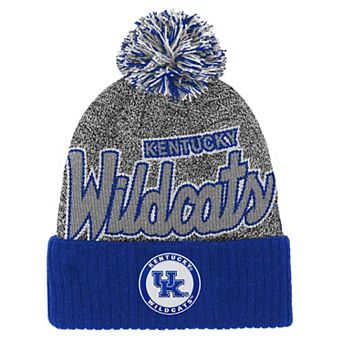 Youth Mitchell & Ness Royal Kentucky Wildcats Mascot Cuffed Knit Hat with Pom