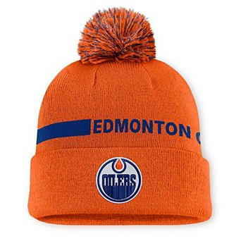 Women's Fanatics Orange Edmonton Oilers Authentic Pro Rink Cuffed Knit Hat with Pom