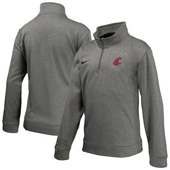 Youth Nike Gray Washington State Cougars Therma-FIT Quarter-Zip Pullover