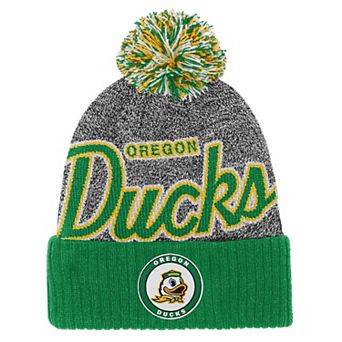 Youth Mitchell & Ness Green Oregon Ducks Mascot Cuffed Knit Hat with Pom