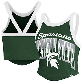 Women's '47 Green Michigan State Spartans Shimmer Shadow Sporty Tank Top