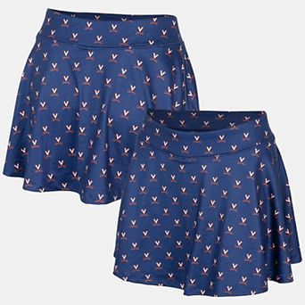 Women's ZooZatz Navy Virginia Cavaliers Allover Print Flowy Skort