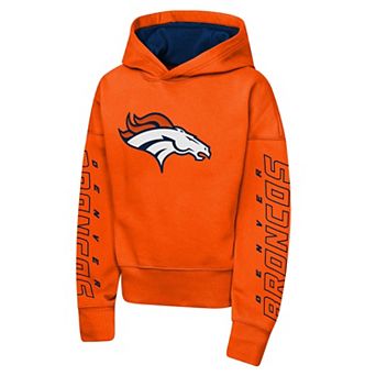 Girls Youth Outerstuff Orange Denver Broncos Miss Tailgate Color Block Hoodie