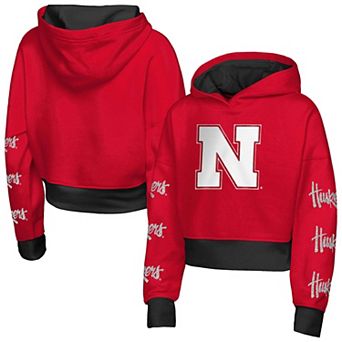 Girls Youth Outerstuff Scarlet Nebraska Huskers Fair Catch Poly Fleece Hoodie