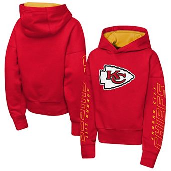 Girls Youth Outerstuff Red Kansas City Chiefs Miss Tailgate Color Block Hoodie