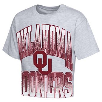Girls Youth Outerstuff Heather Gray Oklahoma Sooners Big Team Energy Cropped Boxy T-Shirt