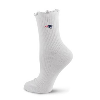 Women's PRO Compression White New England Patriots Logo Lettuce Hem Quarter Socks
