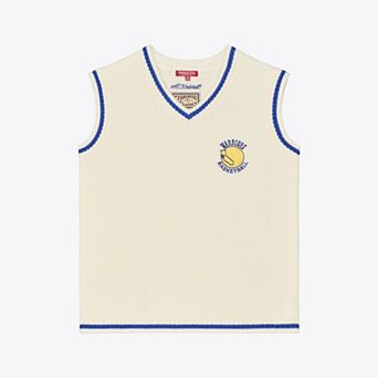 Women's Mitchell & Ness Cream Golden State Warriors Retro Roots Sweater Vest