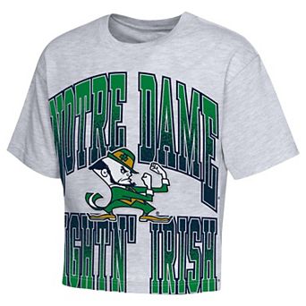 Girls Youth Outerstuff Heather Gray Notre Dame Fighting Irish Big Team Energy Cropped Boxy T-Shirt