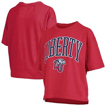 Women's Pressbox Red Liberty Flames Oversized Nelson Arch Over Logo Slub T-Shirt
