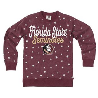 Girls Youth Wes & Willy Garnet Florida State Seminoles Shimmer Star Reverse Fleece Sweatshirt