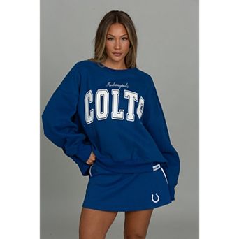 Women's Royal Indianapolis Colts x Gold Hinge Wide Arm Sweatshirt