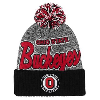 Youth Mitchell & Ness Black Ohio State Buckeyes Mascot Cuffed Knit Hat with Pom