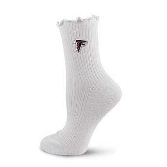 Women's PRO Compression White Atlanta Falcons Logo Lettuce Hem Quarter Socks