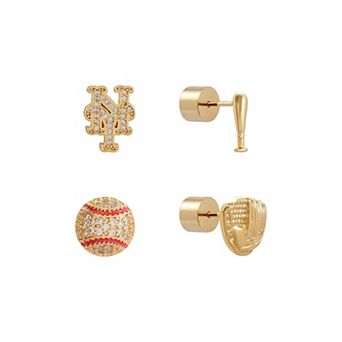 by Jill Martin New York Mets Glam Day 4-Pack Post Back Earrings Set