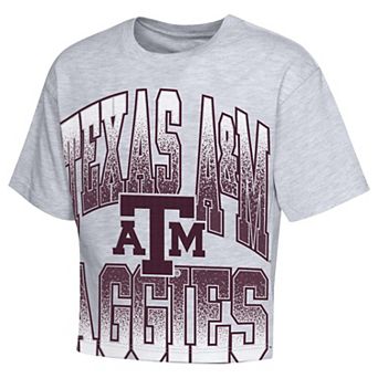 Girls Youth Outerstuff Heather Gray Texas A&M Aggies Big Team Energy Cropped Boxy T-Shirt