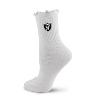 Women's PRO Compression White Las Vegas Raiders Logo Lettuce Hem Quarter Socks