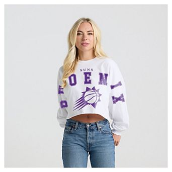 Women's Fanatics White Phoenix Suns Spirit Jersey Cropped Crew Neck Sweatshirt
