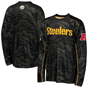 Youth Outerstuff Black Pittsburgh Steelers Tailgate Performance Long Sleeve T-Shirt