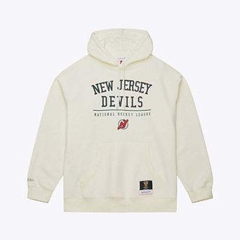 Men's Mitchell & Ness Cream New Jersey Devils Walk-Off Vintage Logo Fleece Hoodie