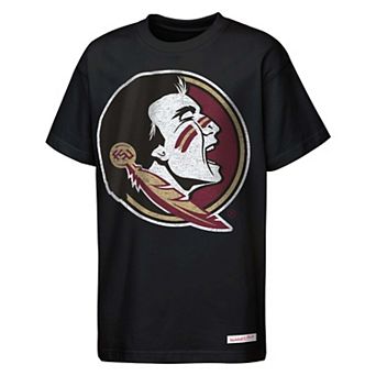 Youth Mitchell & Ness Black Florida State Seminoles Mascot Big Face Heavyweight T-Shirt