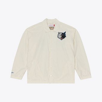 Men's Mitchell & Ness Cream Minnesota Timberwolves Retro Root Full-Snap Coaches Jacket
