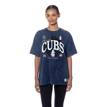 Women's New Era Navy Chicago Cubs Throwback Mineral Wash Boyfriend T-Shirt