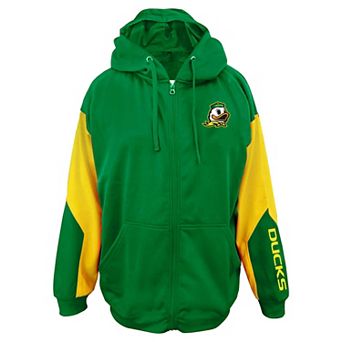 Men's Big & Tall Profile Green Oregon Ducks Sleeve Block Full-Zip Hoodie