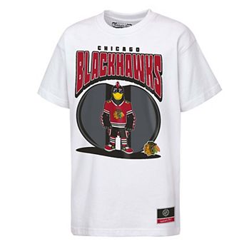 Youth Mitchell & Ness White Chicago Blackhawks Mascot Mania T-Shirt