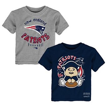 Toddler Mitchell & Ness Navy/Heather Gray New England Patriots Two-Pack Sketched Up T-Shirt Set