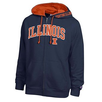 Men's Champion Navy Illinois Fighting Illini Arch Logo Full-Zip Fleece Hoodie