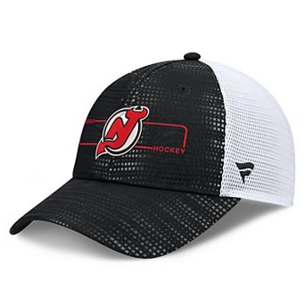 Men's Fanatics Black New Jersey Devils Authentic Pro Rink Boxed Logo Trucker Hat