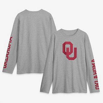 Men's Logo Athletic Heather Gray Oklahoma Sooners Primary Logo Long Sleeve T-Shirt