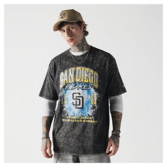 Men's New Era Black San Diego Padres Lightning Round Mineral Wash T-Shirt
