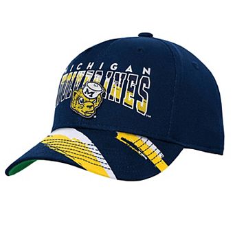 Youth Mitchell & Ness Navy Michigan Wolverines Mascot Streaks Pro Crown Adjustable Hat