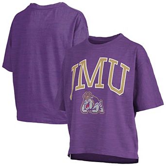 Women's Pressbox Purple James Madison Dukes Oversized Nelson Arch Over Logo Slub T-Shirt