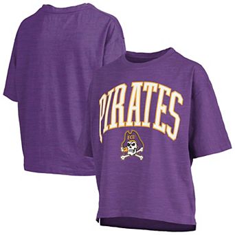 Women's Pressbox Purple ECU Pirates Oversized Nelson Arch Over Logo Slub T-Shirt