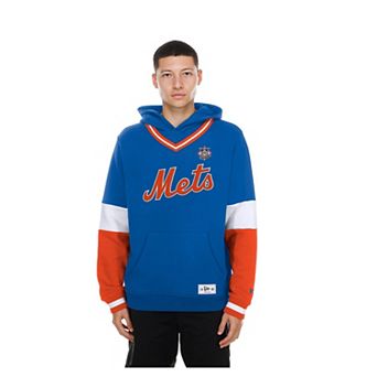 Men's New Era Royal New York Mets Color Blocked V-Neck Hoodie