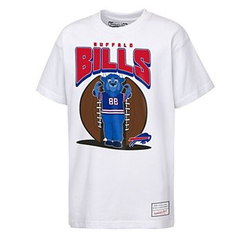 Youth Mitchell & Ness White Buffalo Bills Mascot Mania T-Shirt