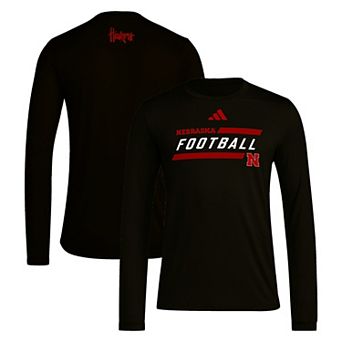 Men's adidas Black Nebraska Huskers Our Red Burns Brighter Pregame Long Sleeve T-Shirt