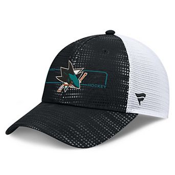 Men's Fanatics Black San Jose Sharks Authentic Pro Rink Boxed Logo Trucker Hat
