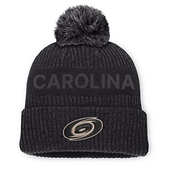 Men's Fanatics Charcoal Carolina Hurricanes Road Phantom Cuffed Knit Hat with Pom