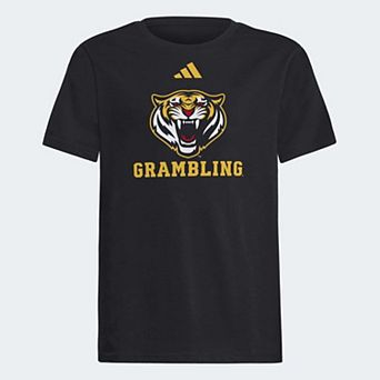 Youth adidas Black Grambling Tigers Team Logo T-Shirt