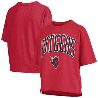Women's Pressbox Red Rutgers Scarlet Knights Oversized Nelson Arch Over Logo Slub T-Shirt