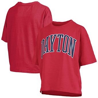 Women's Pressbox Red Dayton Flyers Oversized Nelson Arch Over Logo Slub T-Shirt