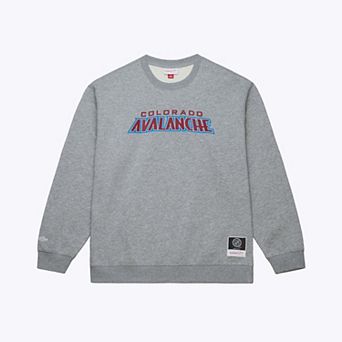Men's Mitchell & Ness Heather Gray Colorado Avalanche Walk-Off Logo Fleece Crewneck Sweatshirt